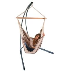 Lola PALMA Hängesesselgestell Aus Metall Mit XXL Hängesessel Beauty Sofa Latte Macchiato 110 Cm Wetterfest