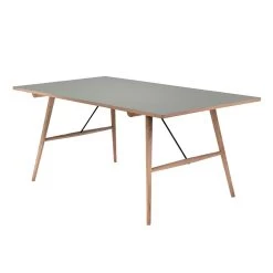 Houe HEKLA Esstisch 208x95cm Beine: Eiche Massiv Geölt Und Aschgraue Linoleumplatte Und Geölte Eichenkante