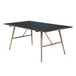Houe HEKLA Esstisch 208x95cm Beine: Eiche Massiv Geölt Und Schwarze Linoleumplatte Und Geölte Eichenkante