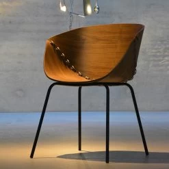 Jan Kurtz Sessel GOSSIP, Gestell: Stahlrohr Schwarz 18 Mm Sitzschale Nussbaum Mit 6 Mm Polyester Seil