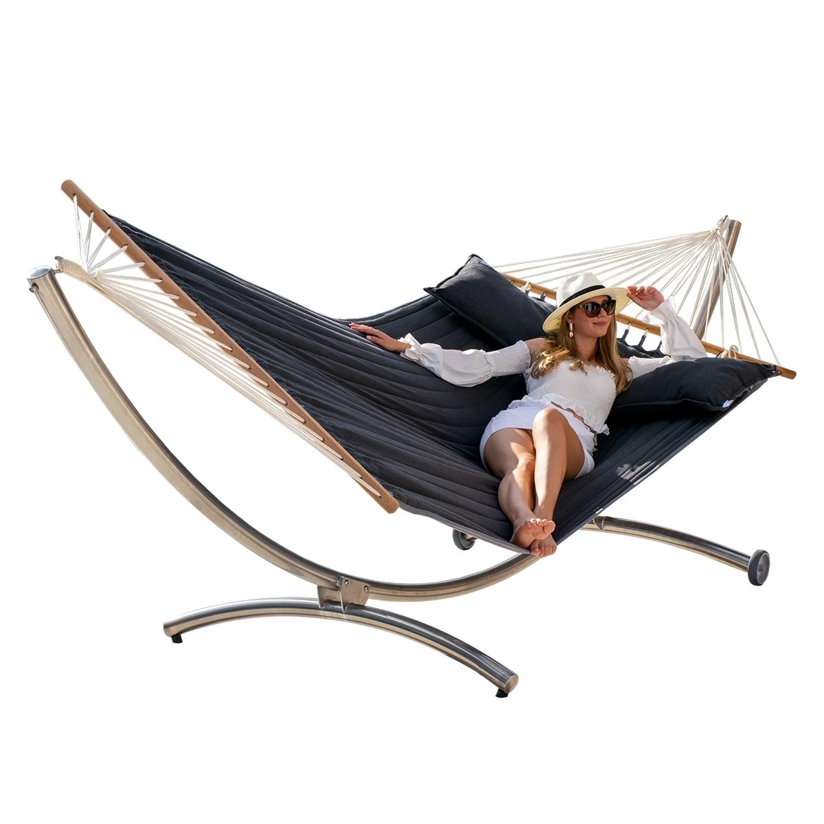 Hängemattenset Lola ROYAL DELUXE Mit Luxus Stabhängematte American NOIRE 3 Hängemattenset Lola ROYAL DELUXE Mit Luxus Stabhängematte American NOIRE
