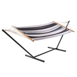 Lola Brasil FORTALEZA Hängemattengestell Aus Metall, Anthrazit Mit Lola Stab Hängematte XL Jamaica Negro Elegance +