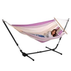 Einzel-Stabhängematte Cancun Lila Baumwolle -Gartenmöbel Store lola cancun stabhaengematte lila 47146 3