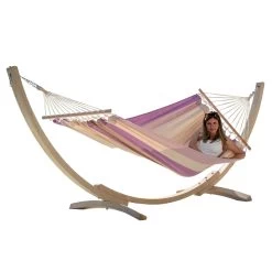 Einzel-Stabhängematte Cancun Lila Baumwolle -Gartenmöbel Store lola cancun stabhaengematte lila 47146 5