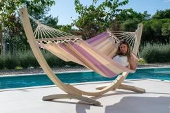 Einzel-Stabhängematte Cancun Lila Baumwolle -Gartenmöbel Store lola cancun stabhaengematte lila 47146 6