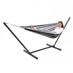 Einzel-Hängematte Tampa Silver Brown Mit Metall Hängemattengestell Fortaleza