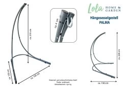 Lola PALMA Freistehendes Hängesesselgestell Aus Metall, Anthrazit 20 Lola PALMA Freistehendes Hängesesselgestell Aus Metall, Anthrazit -Gartenmöbel Store lola haengesesselgestell palma metall anthrazit 53857 technical