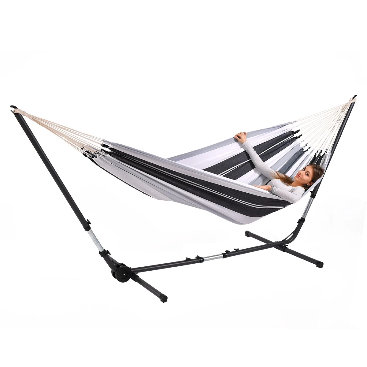 Doppel-Hängematte XL Jamaica Negro-elegance Baumwolle 5 Doppel-Hängematte XL Jamaica Negro-elegance Baumwolle – Bild 3