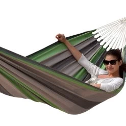 Doppel-Hängematte Santiago Taupe-Oliva Baumwolle