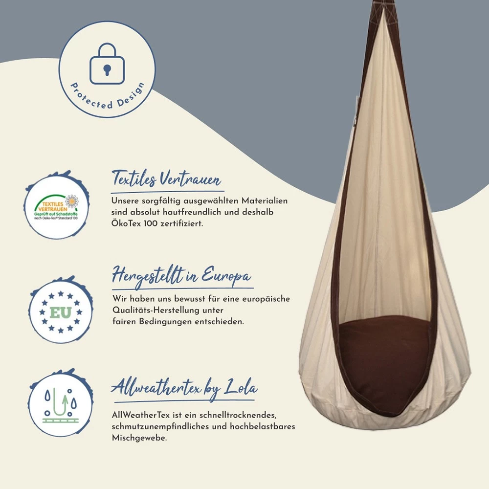 Lola Hängehöhle Loli Kids Kindersitz White Chocolate ÖKO TEX 3 Lola Hängehöhle Loli Kids Kindersitz White Chocolate ÖKO TEX