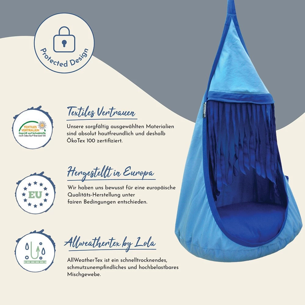 Lola Hängehöhle Double LOLI TWINS Blau Inkl. Drehwirbel 3 Lola Hängehöhle Double LOLI TWINS Blau Inkl. Drehwirbel