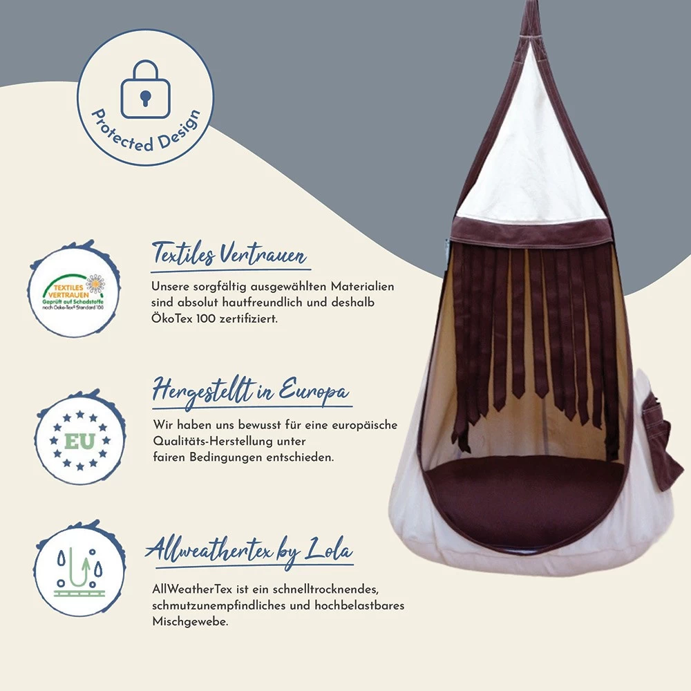 Lola Hängehöhle Double LOLI TWINS White Chocolate Inkl. Drehwirbel 3 Lola Hängehöhle Double LOLI TWINS White Chocolate Inkl. Drehwirbel