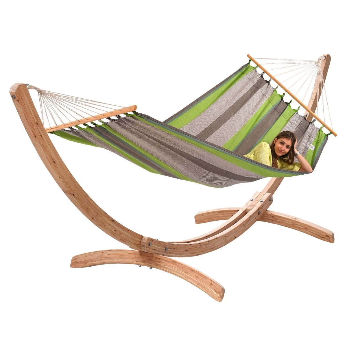 Hängematten-Set Ares Arc Lärche Naturbelassen Mit Stabhängematte XL Santiago Taupe Oliva 3 Hängematten-Set Ares Arc Lärche Naturbelassen Mit Stabhängematte XL Santiago Taupe Oliva
