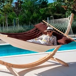 Lola Luxus Stab Hängematte Gefüttert American Hammock Lifestyle COFEA ROBUSTA Mit Kissen Wetterfest -Gartenmöbel Store lola stab hangematte american hammock cofea robusta 95087 4 1