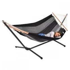 Einzel-Stabhängematte Cancun Anthrazit Baumwolle -Gartenmöbel Store lola stabhaengematte cancun anthrazit 53420 4