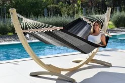 Einzel-Stabhängematte Cancun Anthrazit Baumwolle -Gartenmöbel Store lola stabhaengematte cancun anthrazit 53420 7