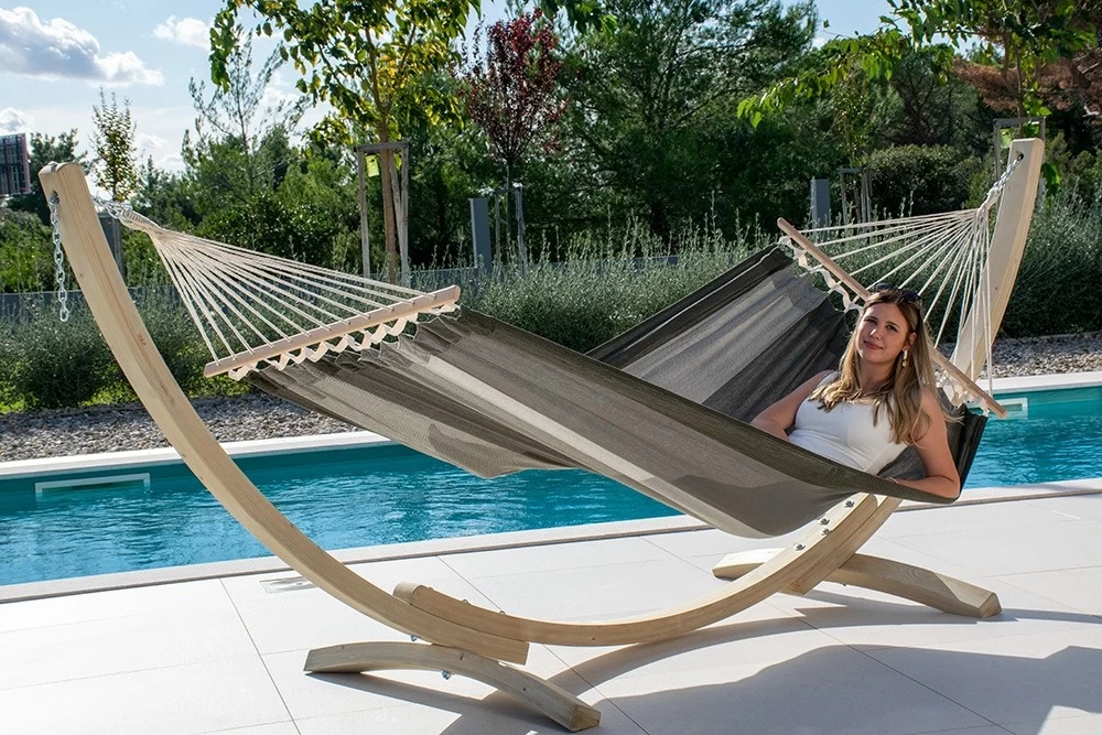 Einzel-Stabhängematte Cancun Oliva Baumwolle 7 Einzel-Stabhängematte Cancun Oliva Baumwolle – Bild 5