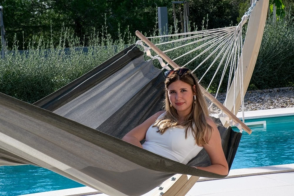 Einzel-Stabhängematte Cancun Oliva Baumwolle 8 Einzel-Stabhängematte Cancun Oliva Baumwolle – Bild 6