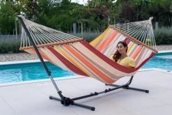 Doppel-Stabhängematte Caribbean Lava Bio-Baumwolle -Gartenmöbel Store lola stabhaengematte caribbean lava 3