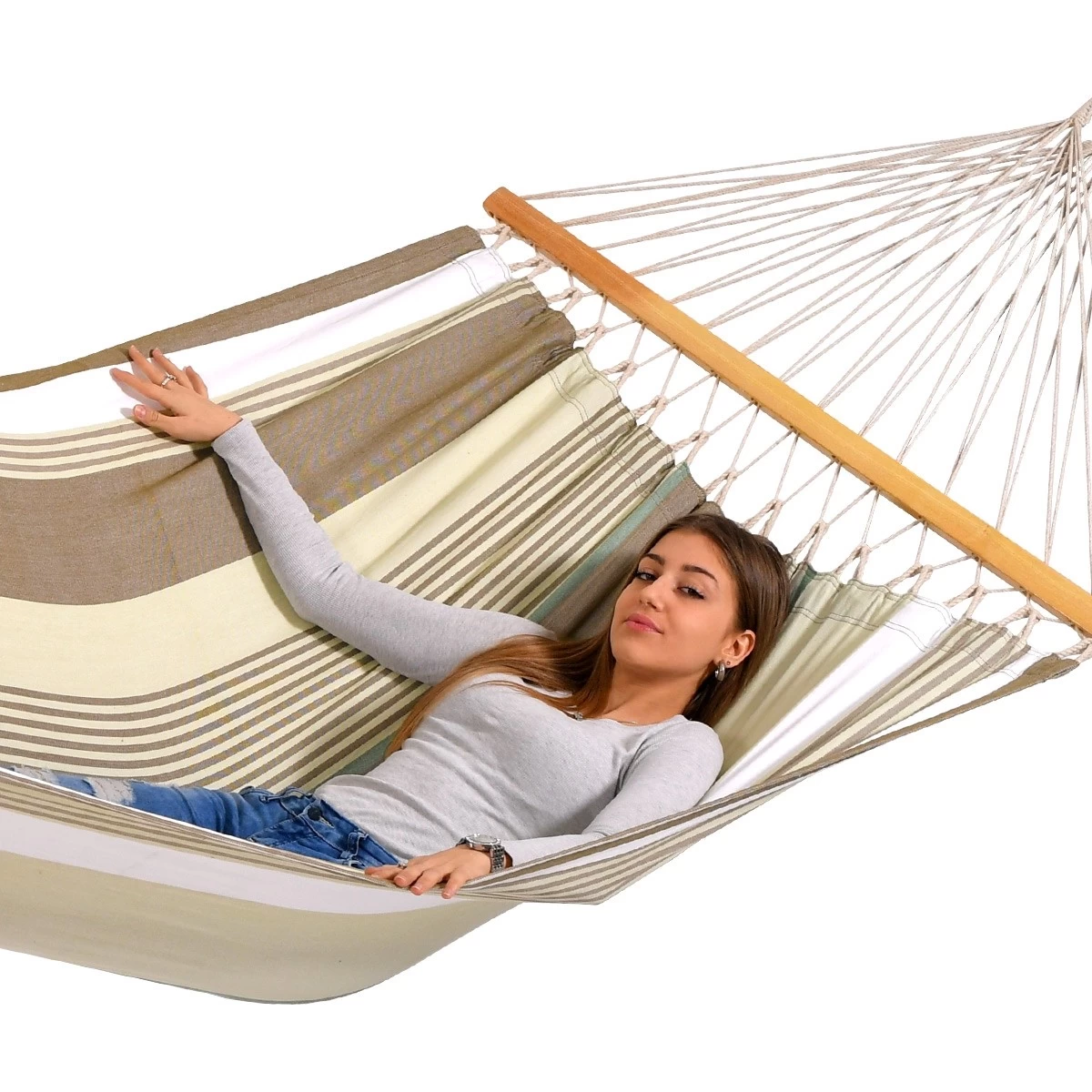 Doppel-Stabhängematte Mato Oliva Bio-Baumwolle 3 Doppel-Stabhängematte Mato Oliva Bio-Baumwolle