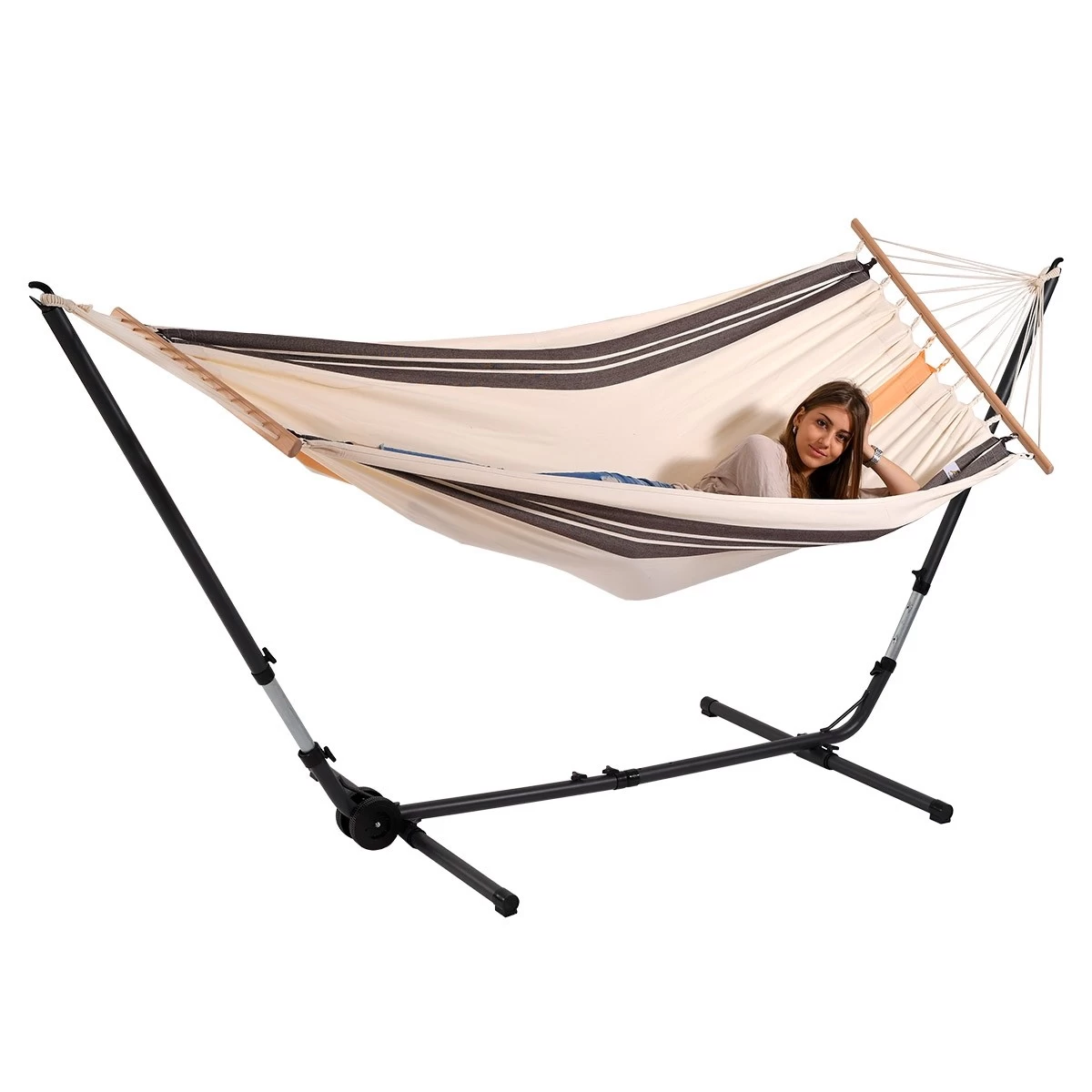 Einzel-Hängematte Cappuccino Mit Metall Hängemattengestell Universal Grande 3 Einzel-Hängematte Cappuccino Mit Metall Hängemattengestell Universal Grande