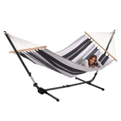 Doppel-Stabhängematte Jamaica Negro-Elegance Baumwolle -Gartenmöbel Store lola stabhangematte xl jamaica negro elegance 112023 3