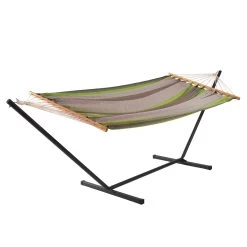 Doppel-Stabhängematte Santiago Taupe-Oliva Baumwolle -Gartenmöbel Store lola stabhangematte xl santiago taupe oliva 96787 3 1