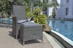 ZEBRA Hocker STATUS Geflecht Grey-black Und Alu-Rahmen -Gartenmöbel Store lola status sessel relax grau schwarz 03