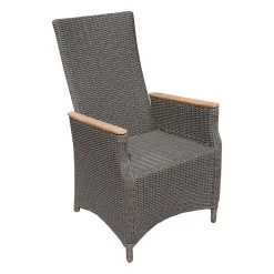 Zebra NOVUS RELAX Sessel Slate Alu-Rahmen, 6 Mm Halbrundgeflecht, Teakarmlehnen, Verstellbare Rückenlehne