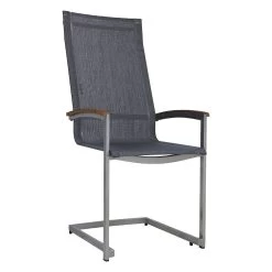 Zebra SETAX SWING Sessel Aus Edelstahl, Batyline Eden Und Teakarmlehnen, Extra Hohe Rückenlehne