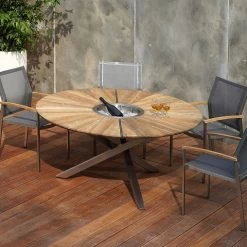 Zebra SETAX SWING Sessel Aus Edelstahl, Batyline Eden Und Teakarmlehnen, Extra Hohe Rückenlehne -Gartenmöbel Store lola zebra setax sessel eden 7523 3