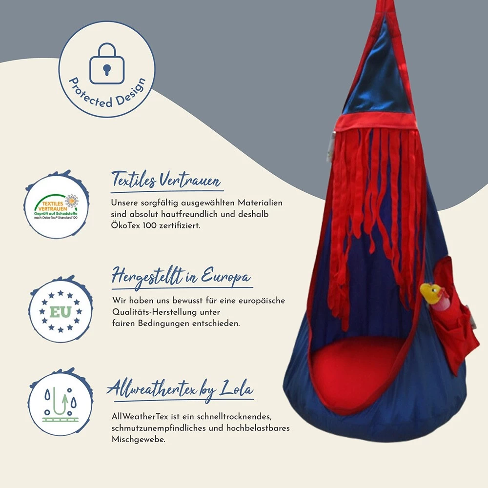 Lola Hängehöhle LOLI HOPP KIDS ALLWeather Blau/rot 5 Lola Hängehöhle LOLI HOPP KIDS ALLWeather Blau/rot – Bild 3