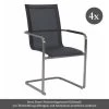4x Stern Evoee Freischwingersessel Edelstahl Mit Textilenbezug Silbergrau Und Aluminium-armlehnen Anthrazit