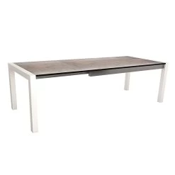 Stern Ausziehtisch 174/254x90 Cm Aluminium Weiß Mit Tischplatte Silverstar Smoky