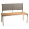 Stern Bank 2-Sitzer Viona Edelstahl Mit Teakbelattung FSC®-zertifiziert/Rücken Starr Text. Leinen Grau