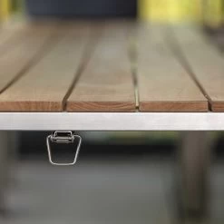 Stern Bank 3-Sitzer Viona Edelstahl Mit Teakbelattung FSC®-zertifiziert/Rücken Starr Text. Leinen Grau -Gartenmöbel Store stern bank 3er viona edelstahl leinen grau 417722 3