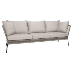 Stern Bank/Liege Odea Aluminium Schwarz Matt Kordel Salt Kissen Outdoorstoff Cream