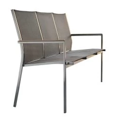 Stern Stapelbank Cardiff Edelstahl Mit Bezug Textilen Taupe/Teakarmlehnen FSC®-zertifiziert