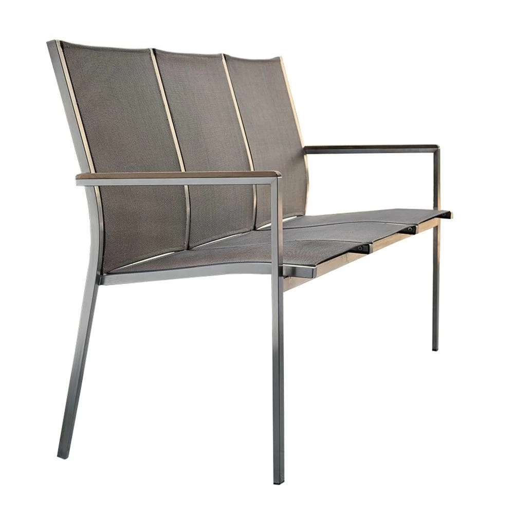 Stern Stapelbank Cardiff Edelstahl Mit Bezug Textilen Taupe/Teakarmlehnen FSC®-zertifiziert 3 Stern Stapelbank Cardiff Edelstahl Mit Bezug Textilen Taupe/Teakarmlehnen FSC®-zertifiziert