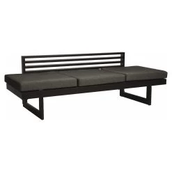 Stern NEW HOLLY DINING Bank/Liege Alu Schwarz Matt Mit Textilen Leinen Grau Und Auflage Seidenschwarz Schnell Trocknender Schaumstoff