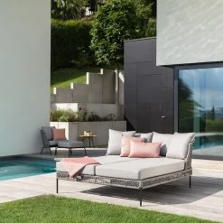 Stern Doppelliege Odea Aluminium Schwarz Matt Kordel Salt Kissen Outdoorstoff Cream -Gartenmöbel Store stern doppelliege odea alu cream 415507 6