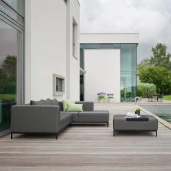 Stern Taavi Set 2,5-Sitzer, Recamiere Und Hocker Seidenschwarz