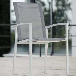 Stern Evoee Stapelsessel Weiß Mit Textilenbezug Silber Und Aluminiumarmlehnen Weiß 13 Stern Evoee Stapelsessel Weiß Mit Textilenbezug Silber Und Aluminiumarmlehnen Weiß -Gartenmöbel Store stern evoee weiss silber alu 417673 2