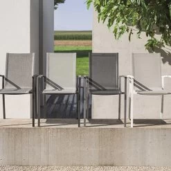 Stern Evoee Stapelsessel Weiß Mit Textilenbezug Silber Und Aluminiumarmlehnen Weiß 12 Stern Evoee Stapelsessel Weiß Mit Textilenbezug Silber Und Aluminiumarmlehnen Weiß -Gartenmöbel Store stern evoee weiss silber alu 417673 8