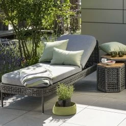 Stern Liege Greta Aluminium Anthrazit Mit Kordel Platin Kissen 100% Polyacryl Dessin Seidengrau -Gartenmöbel Store stern gartenmoebel greta liege alu anthrazit seidengrau 416192 7