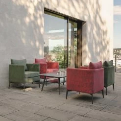 Stern Sessel Marta Aluminium Bezug Und Kissen Outdoorstoff Dunkelgrün/schiefergrau Meliert -Gartenmöbel Store stern gartenmoebel sessel marta dunkelgrun schiefergrau 415665 10