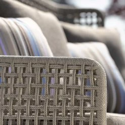 Stern Lounge-Sofa Greta Aluminium Champagner Mit Kordel Ecru/Kissen 100% Polyacryl Dessin Rehbraun -Gartenmöbel Store stern greta lounge sofa 416594 3l