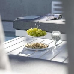 Stern NEW HOLLY DINING Bank/Liege Alu Weiß Mit Textilen Silber Und Auflage Seidengrau -Gartenmöbel Store stern holly bank liege weiss 416812 4