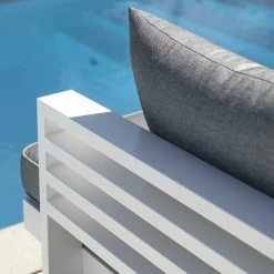 Stern NEW HOLLY DINING Bank/Liege Alu Weiß Mit Textilen Silber Und Auflage Seidengrau -Gartenmöbel Store stern holly bank liege weiss 416812 5