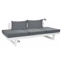 STERN Komplettset 2x NEW HOLLY Bank/Liege Alu Weiß Mit Auflage Seidengrau Und 4x Rückenkissen Seidengrau -Gartenmöbel Store stern holly set seidengrau 418383 2x404632 1 2